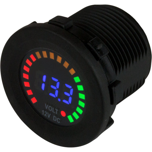 SeaDog Round Voltage Meter DC  5V15V wRainbow Dial 4216171