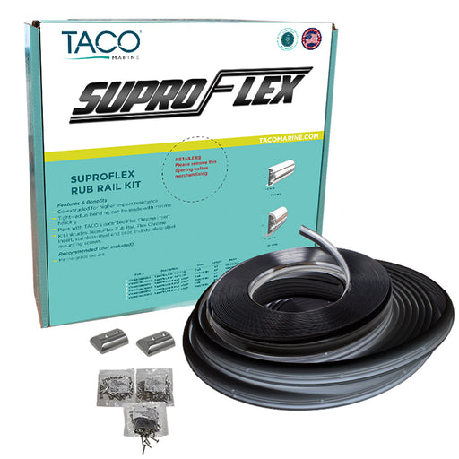 TACO SuproFlex Rub Rail Kit  Black wFlex Chrome Insert  16H x 78W x 60L V119960BBK602