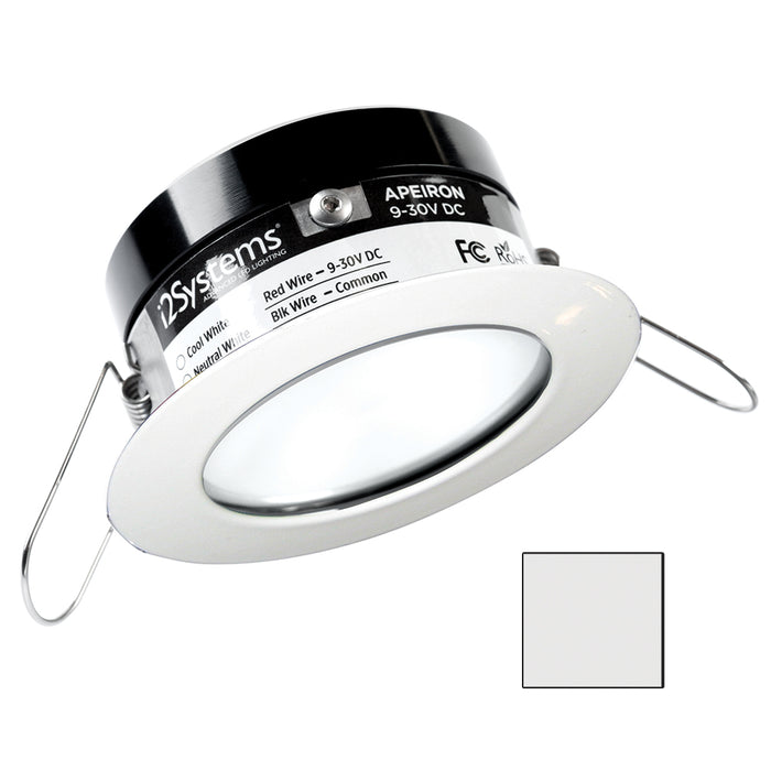 i2Systems Apeiron PRO A503  3W Spring Mount Light  Round  Cool White  White Finish A50331AAG
