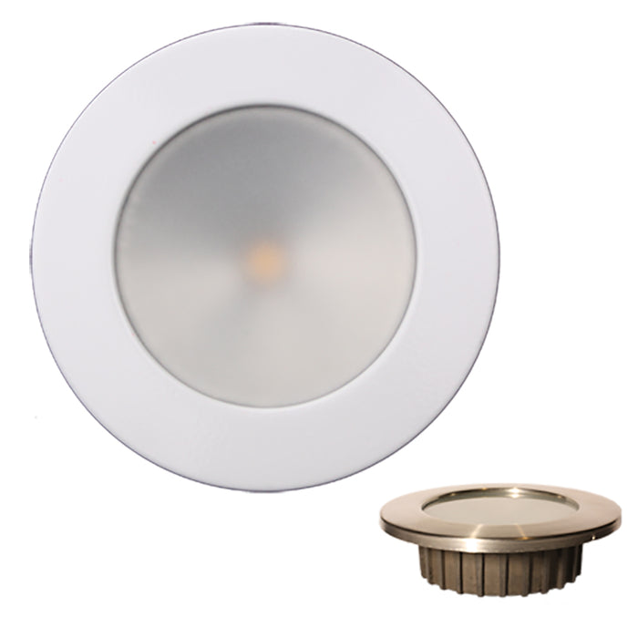 Lunasea ZERO EMI Recessed 35 LED Light  Warm White wWhite Stainless Steel Bezel  12VDC LLB46WW0AWH