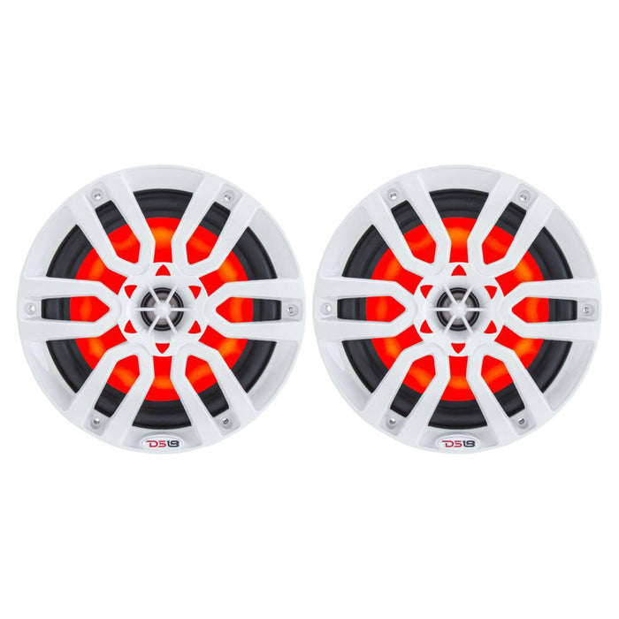 DS18 HYDRO 65 2Way Marine Speakers wRGB LED Lights 300W  White NXL6