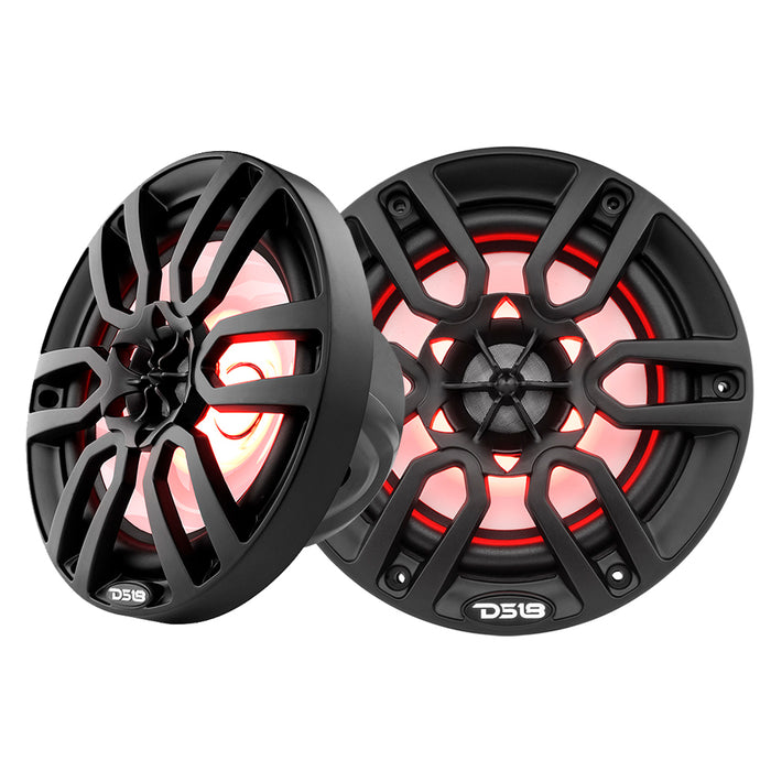 DS18 HYDRO 65 2Way Marine Speakers wRBG LED Lights 300W  Matte Black NXL6BK
