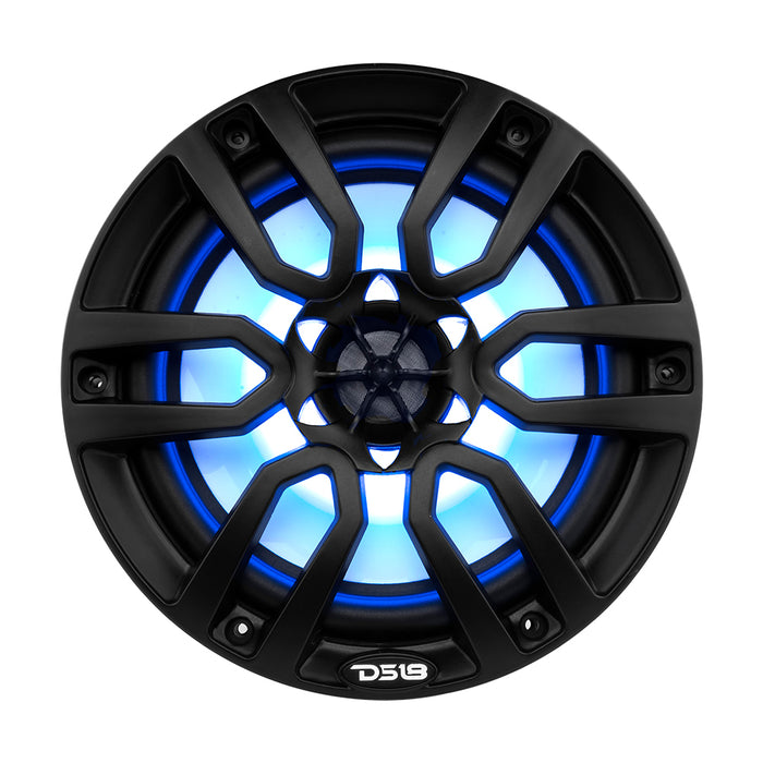 DS18 HYDRO 8 2Way Marine Speakers wRGB LED Lights 375W  Matte Black NXL8BK