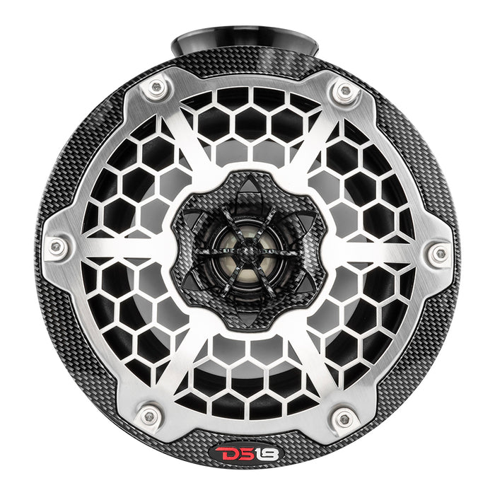 DS18 HYDRO 65 Compact Wakeboard Pod Tower Speaker wRGB LED Lights  375W  Black Carbon Fiber CFPS6