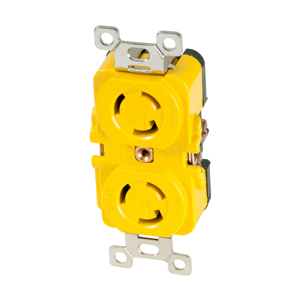 Marinco Locking Receptacle  15A 125V  Yellow 4700CR