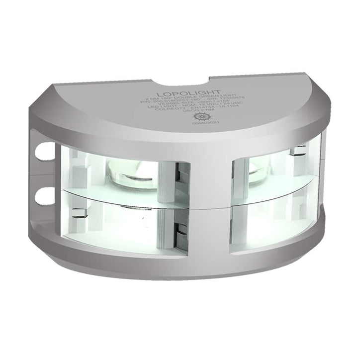 Lopolight Series 200024  Double Stacked Navigation Light  2NM  Vertical Mount  White  Silver Housing 200024G2ST