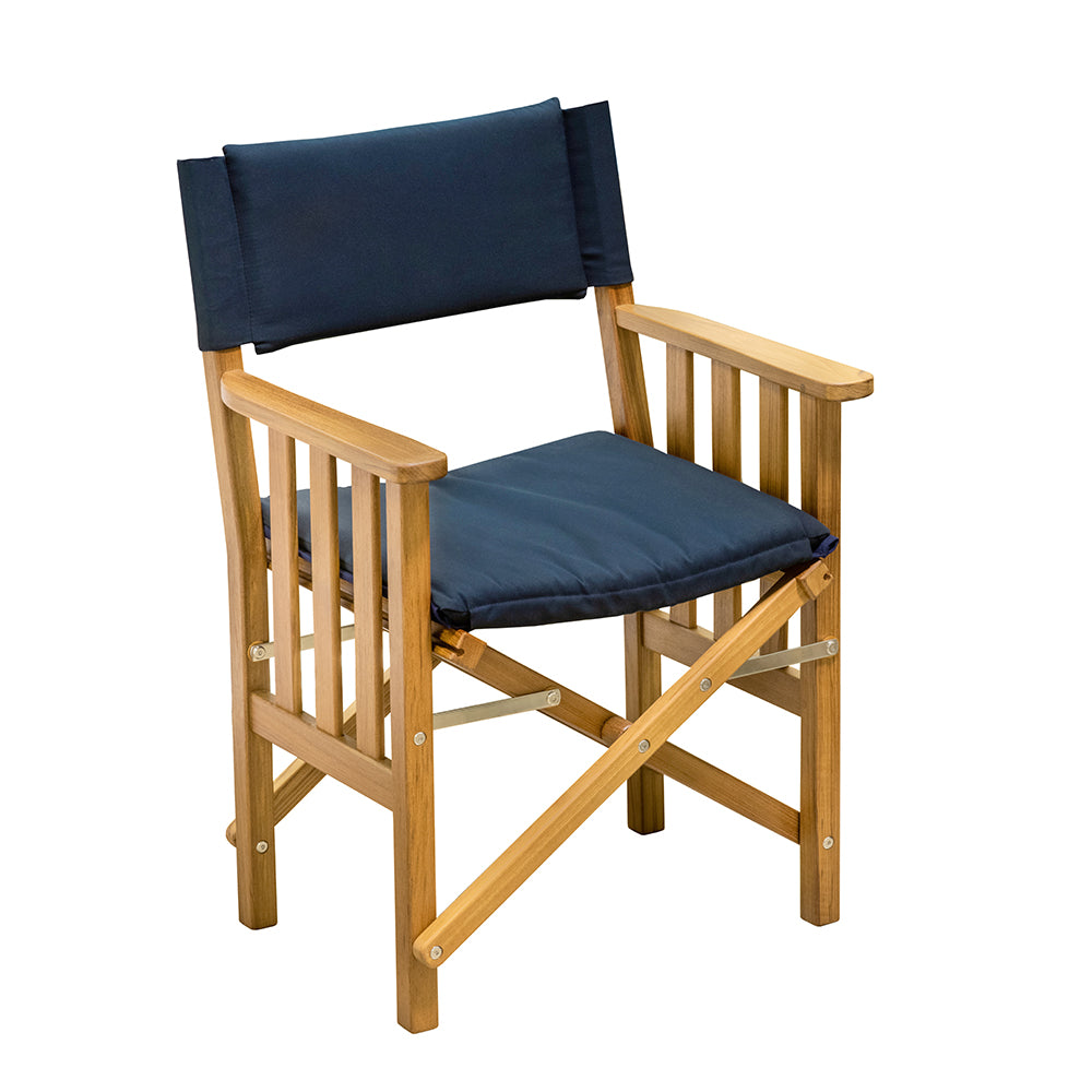 Whitecap Directors Chair II wNavy Cushion  Teak 61052