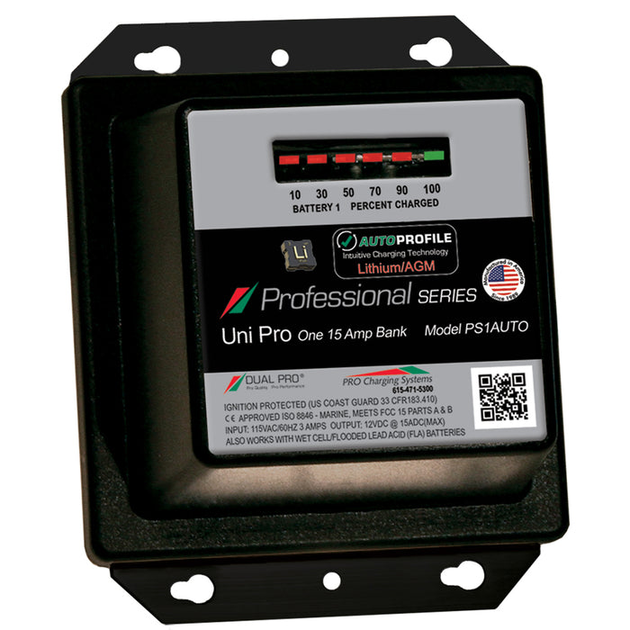 Dual Pro PS1 Auto 15A  1Bank LithiumAGM Battery Charger PS1AUTO