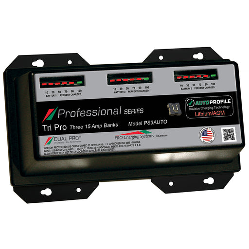 Dual Pro PS3 Auto 15A  3Bank LithiumAGM Battery Charger PS3AUTO