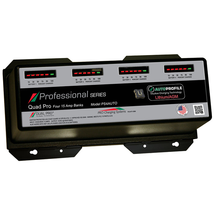 Dual Pro PS4 Auto 15A  4Bank LithiumAGM Battery Charger PS4AUTO
