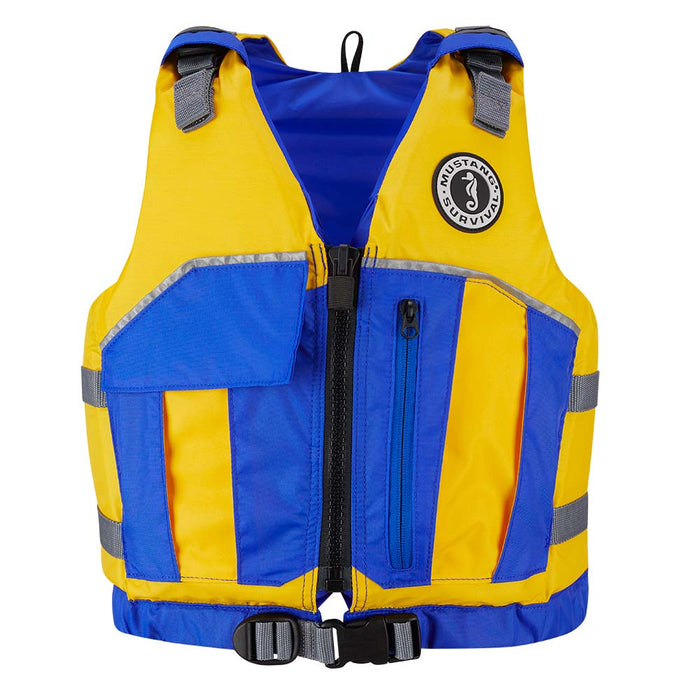 Mustang Youth Reflex Foam Vest  YellowRoyal Blue MV70302200216