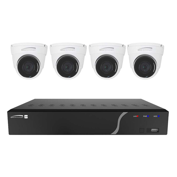 Speco 4 Channel NVR Kit w4 Outdoor IR 5MP IP Cameras 28mm Fixed Lens 1TB Kit NDAA ZIPK4N1