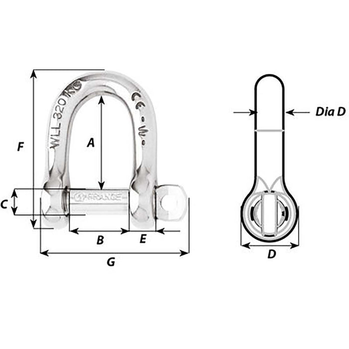 Wichard SelfLocking D Shackle  Diameter 4mm  532 01201