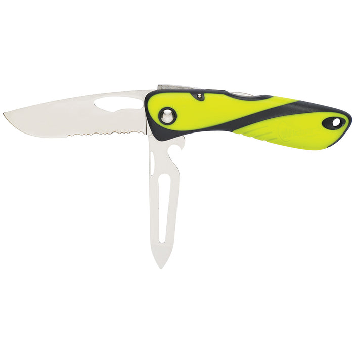 Wichard Offshore Knife  Serrated Blade  ShacklerSpike  Fluorescent 10122