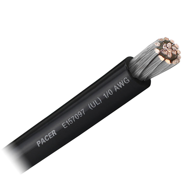 Pacer Black 10 AWG Battery Cable  Sold By The Foot WUL10BKFT