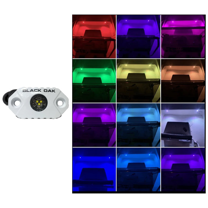 Black Oak Rock Accent Light  RGB  White Housing  MALRGB