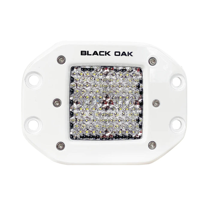 Black Oak 2 Marine Flush Mount LED Pod Light  Diffused Optics  White Housing  Pro Series 30 2DMFPOD10CR