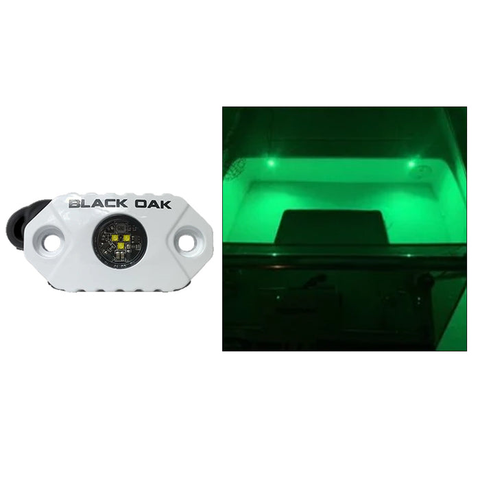 Black Oak Rock Accent Light  Green LEDs  White Housing MALG