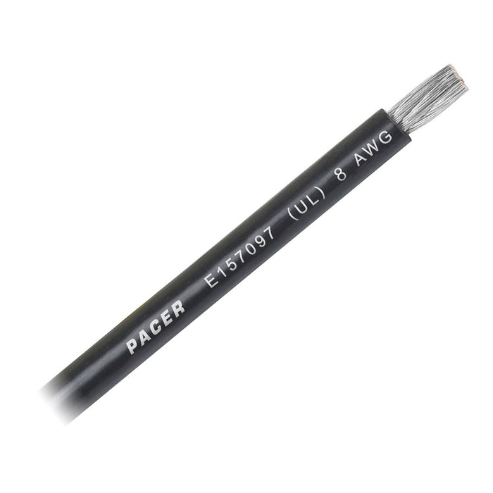 Pacer Black 8 AWG Battery Cable  Sold By The Foot WUL8BKFT