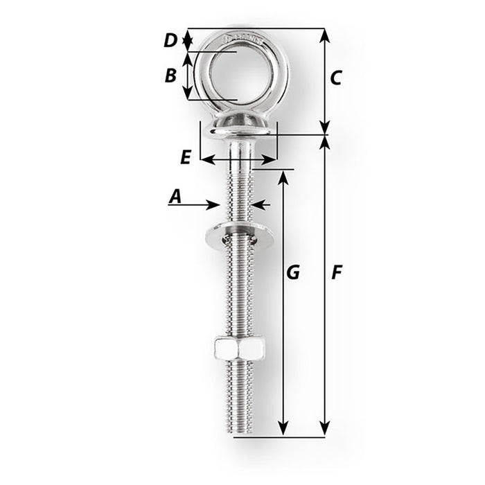 Wichard Eye Bolt  M10 x 150mm  Length 100mm 06495