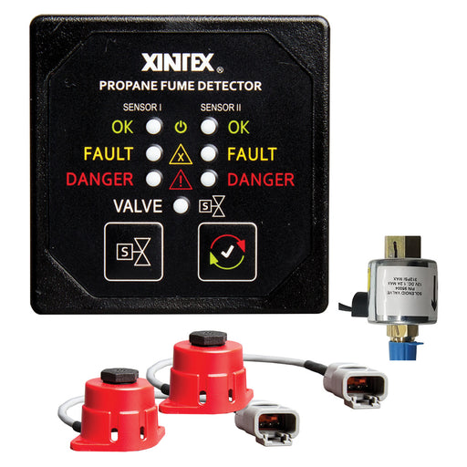 FireboyXintex Propane Fume Detector 2 Channel 2 Sensors Solenoid Valve  Control  20 Cable  24V DC P2BS24R
