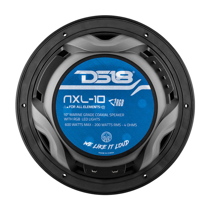 DS18 HYDRO 10 2Way Marine Speakers wBullet Tweeters  Integrated RGB LED Lights  Black NXL10BK