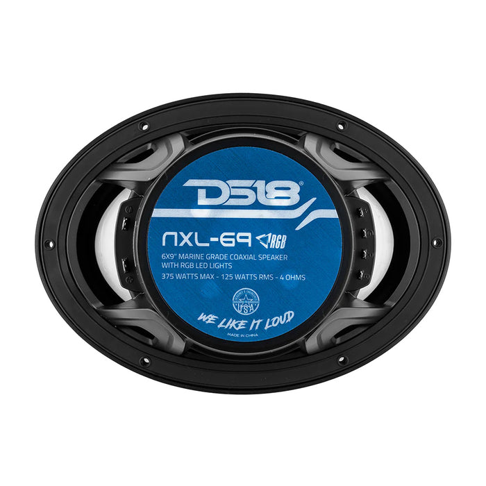 DS18 HYDRO 6 x 9 2Way Marine Speakers wIntegrated RGB LED Lights  375W  Black NXL69BK