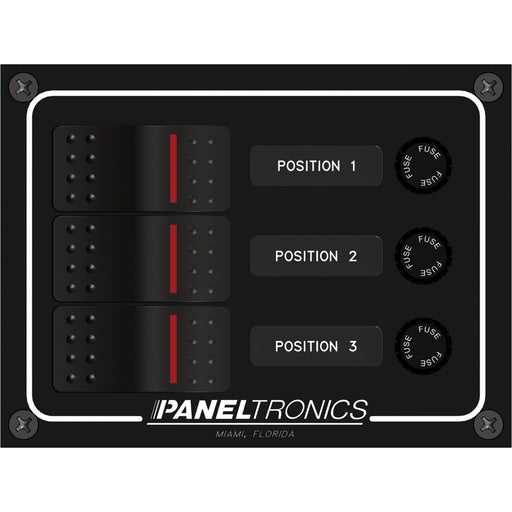 Paneltronics Waterproof Panel - DC 3-Position Illuminated Rocker Switch & Fuse [9960014B]