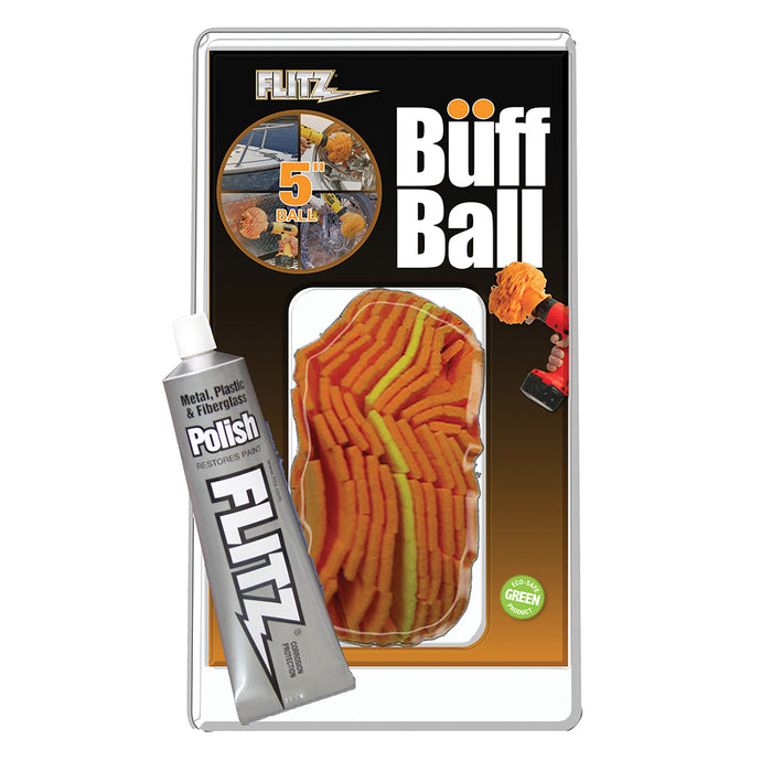 Flitz Buff Ball - Large 5" - White w/1.76oz Tube Flitz Polish [PB 101-50]
