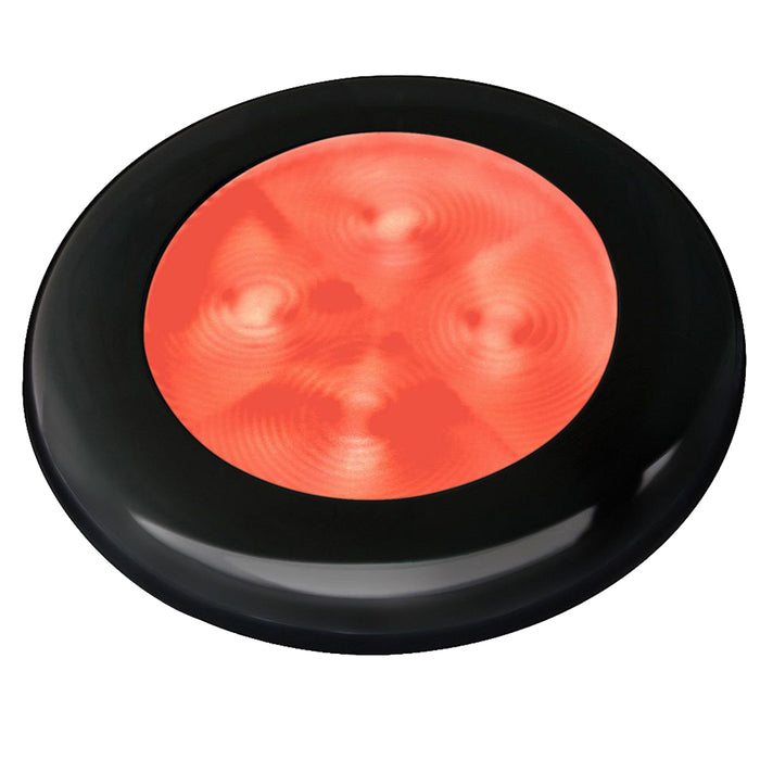 Hella Marine Slim Line LED 'Enhanced Brightness' Round Courtesy Lamp - Red LED - Black Plastic Bezel - 12V [980507251]