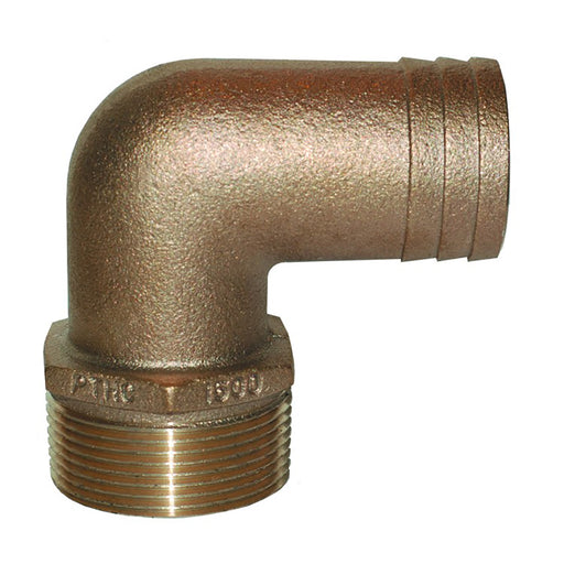 GROCO 1-1/2" NPT x 1-1/2" ID Bronze 90 Degree Pipe to Hose Fitting Standard Flow Elbow [PTHC-1500]