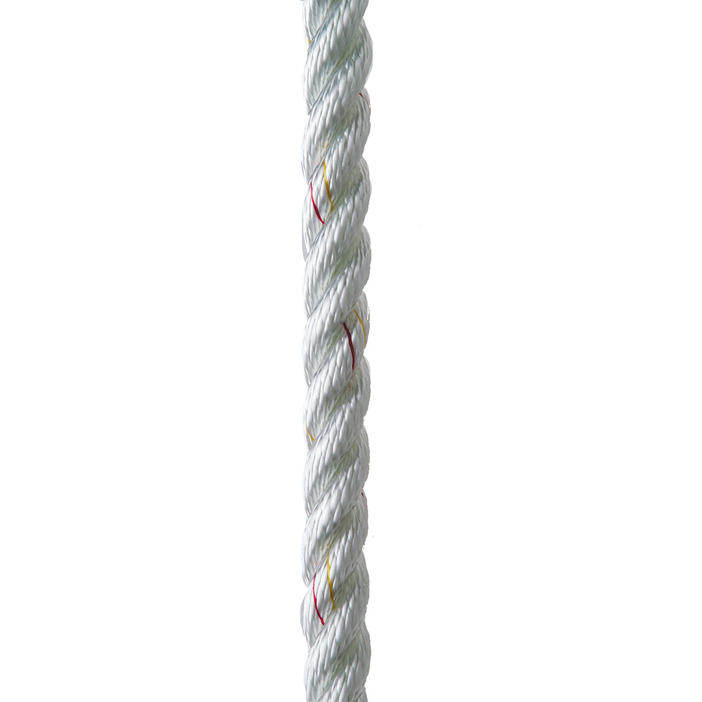 New England Ropes 1/2" Premium 3-Strand Dock Line - White w/Tracer - 35 [C6050-16-00035]