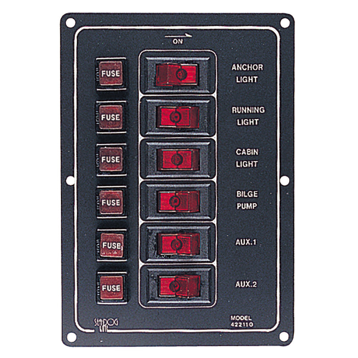 Sea-Dog Aluminum Switch Panel Vertical - 6 Switch [422110-1]