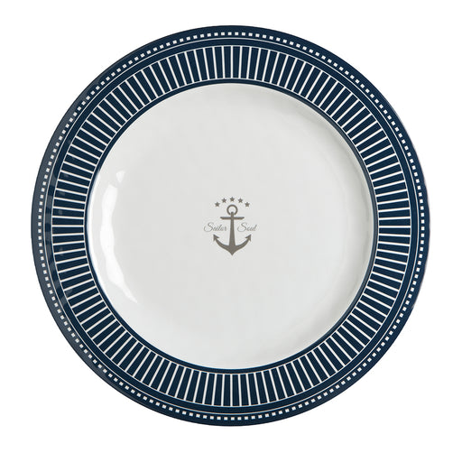 Marine Business Melamine Flat, Round Dinner Plate - SAILOR SOUL - 10" Set of 6 [14001C]