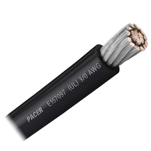 Pacer Black 3/0 AWG Battery Cable - Sold By The Foot [WUL3/0BK-FT]