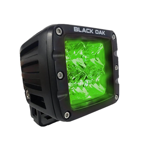 Black Oak Green LED Hog Hunting 2" Pod Light (Flood Optics) - Black Housing - Pro Series 3.0 [2G-POD3OS]