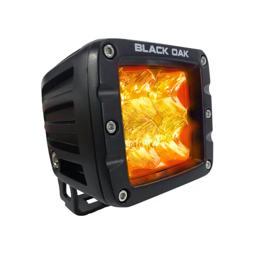 Black Oak 2" Amber LED Pod Light - Flood Optics - Black Housing - Pro Series 3.0 [2A-POD30S]