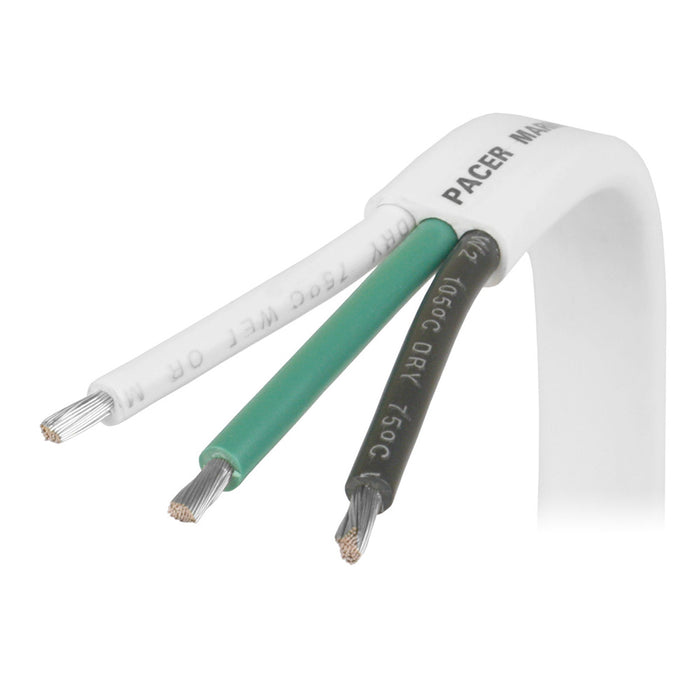 Pacer White Triplex Cable - 14/3 AWG - Black/Green/White - Sold by the Foot [W14/3-FT]